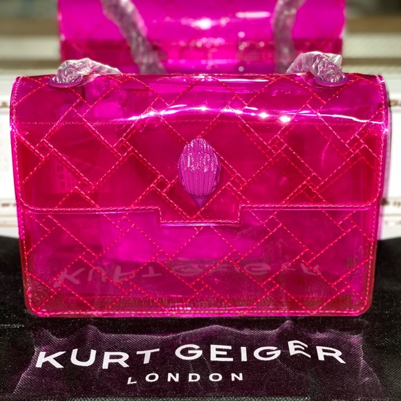 Kurt Geiger London Medium Kensington Pink Vinyl Convertible Shoulder Bag - Picture 1 of 10